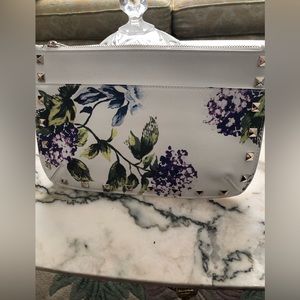 WHBM NWOT Wristlet white floral/silver studded